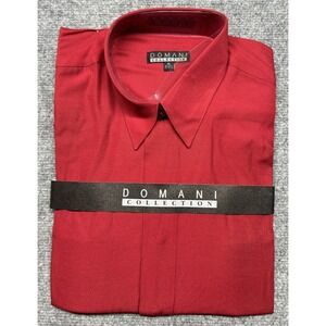 Vintage Domani Collection Dress Shirt Mens M 15-15.5 Red Long Sleeve NOS New